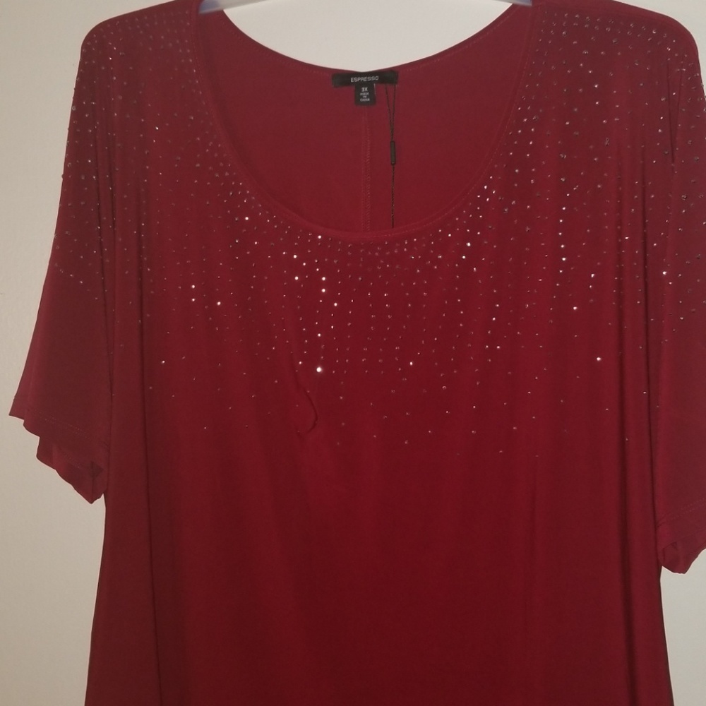 3x Red glittery top